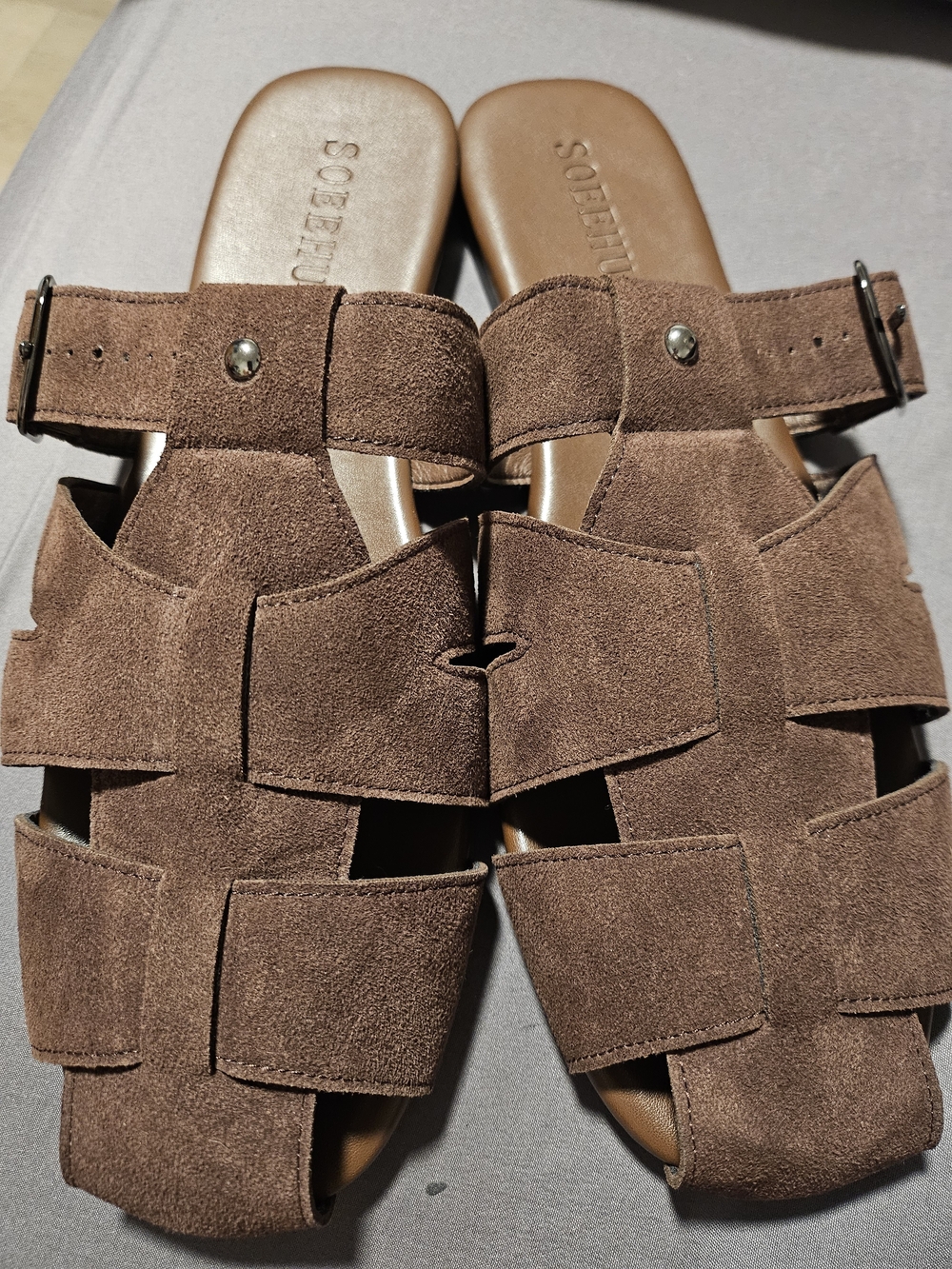 Brown Suede Slide Sandals - Casual Summer Slip-Ons